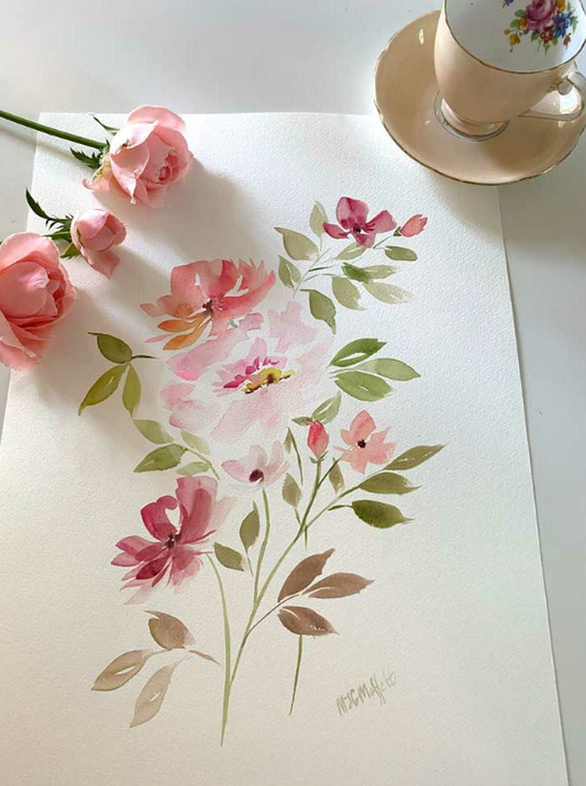 BIG SALE 40% OFF ORIGINAL WATERCOLOUR FLORAL PAINTINGS. LIMITED TIME OFFER
