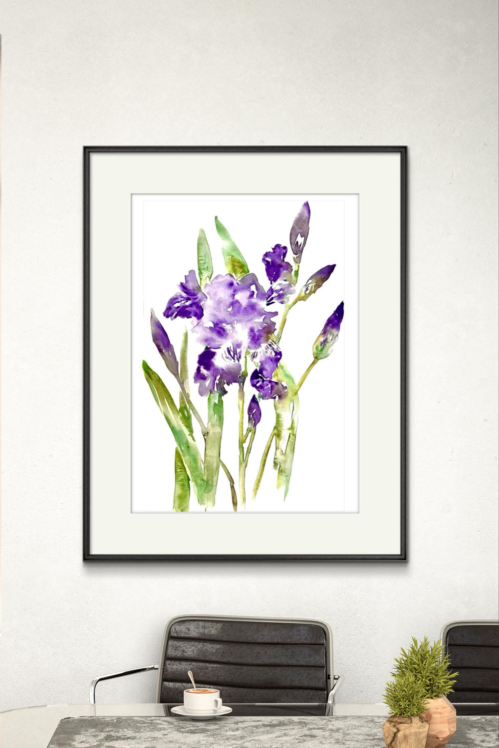 Iris Original Abstract Watercolour Flower Painting.