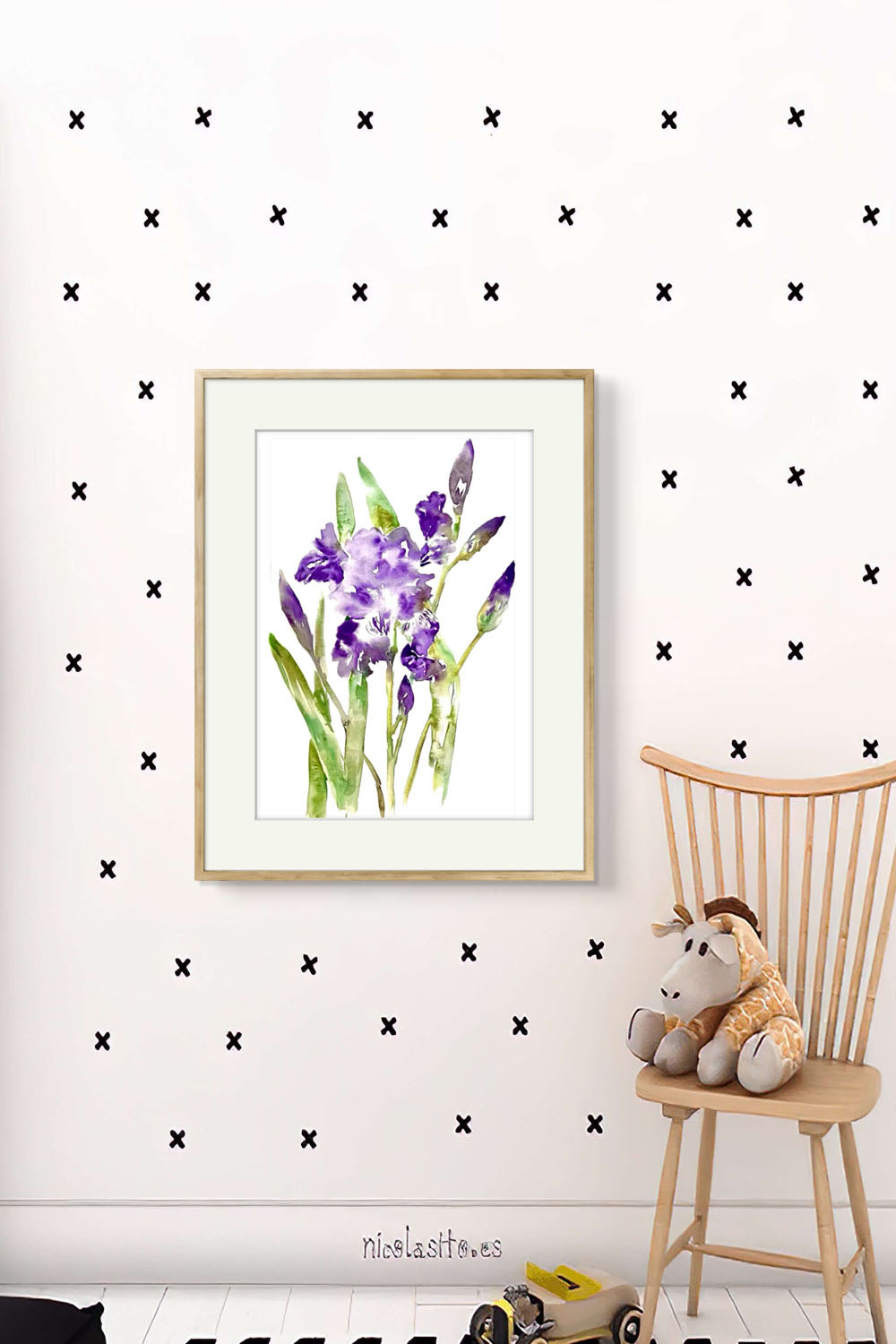 Iris Original Abstract Watercolour Flower Painting.