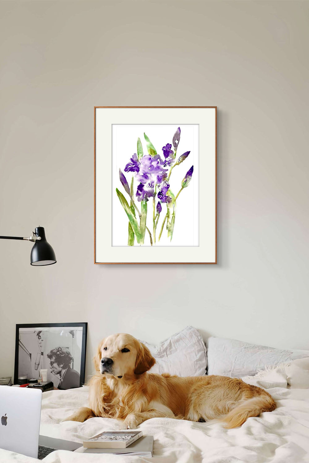 Iris Original Abstract Watercolour Flower Painting.