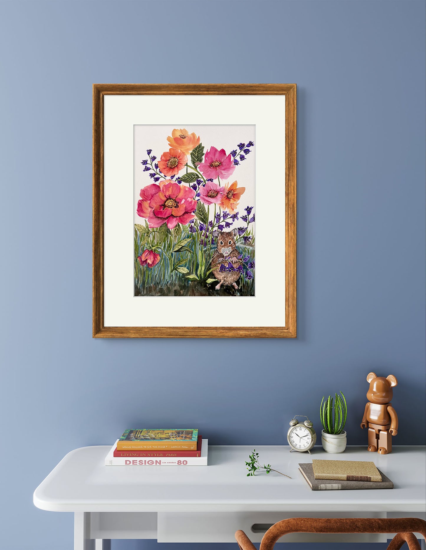 Original Watercolour for Child's Decor, The playful Mouse. A Gift for a special person.