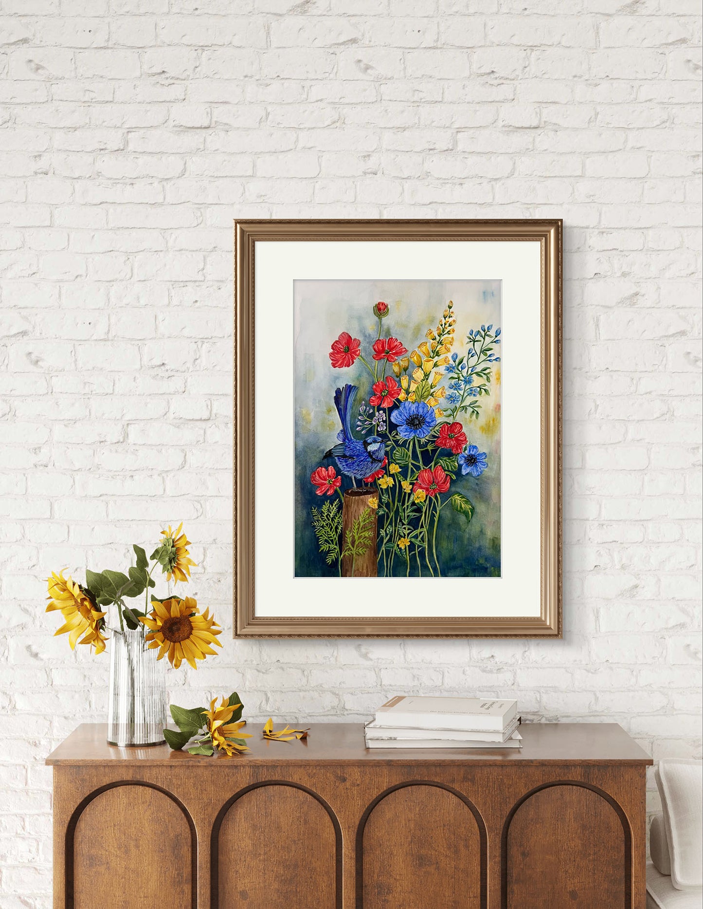 Original Watercolour painting, Blue Bird, a gift for someone special.