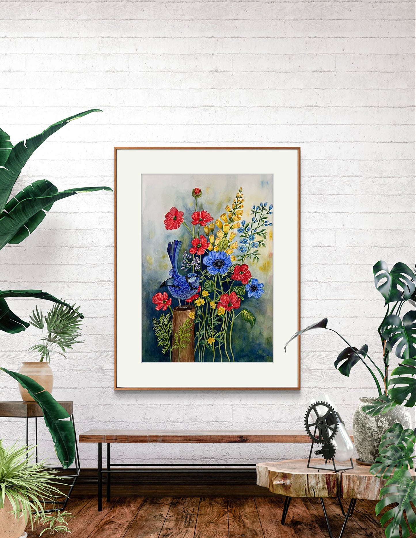 Original Watercolour painting, Blue Bird, a gift for someone special.