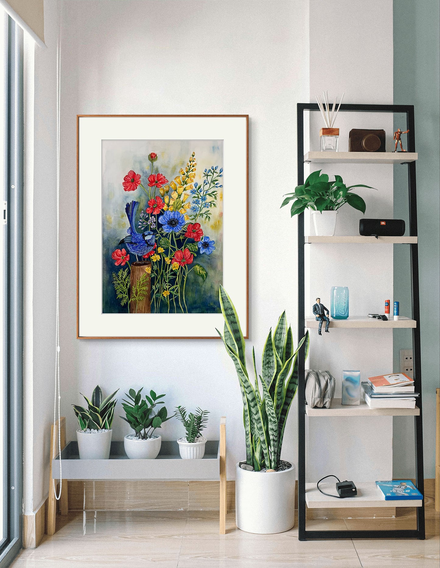 Original Watercolour painting, Blue Bird, a gift for someone special.