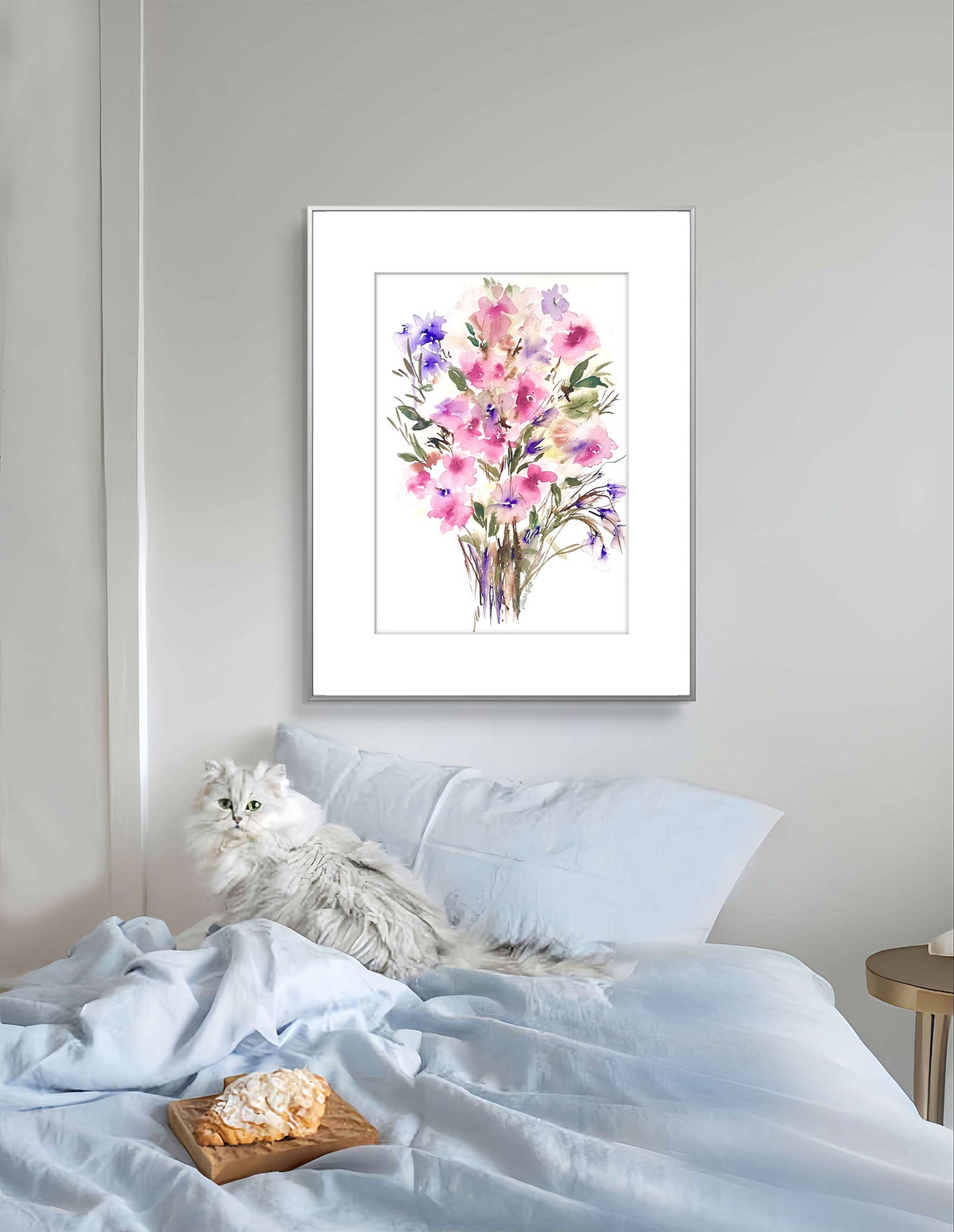 Pink Abstract Original Floral Watercolour.