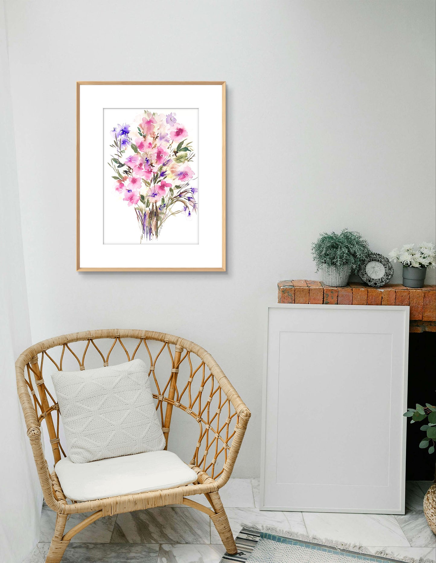 Pink Abstract Original Floral Watercolour.