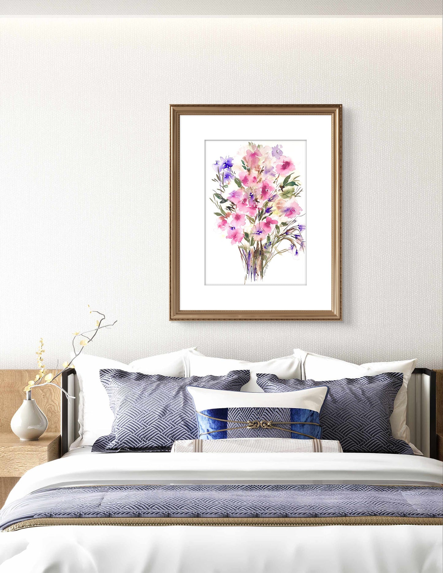 Pink Abstract Original Floral Watercolour.