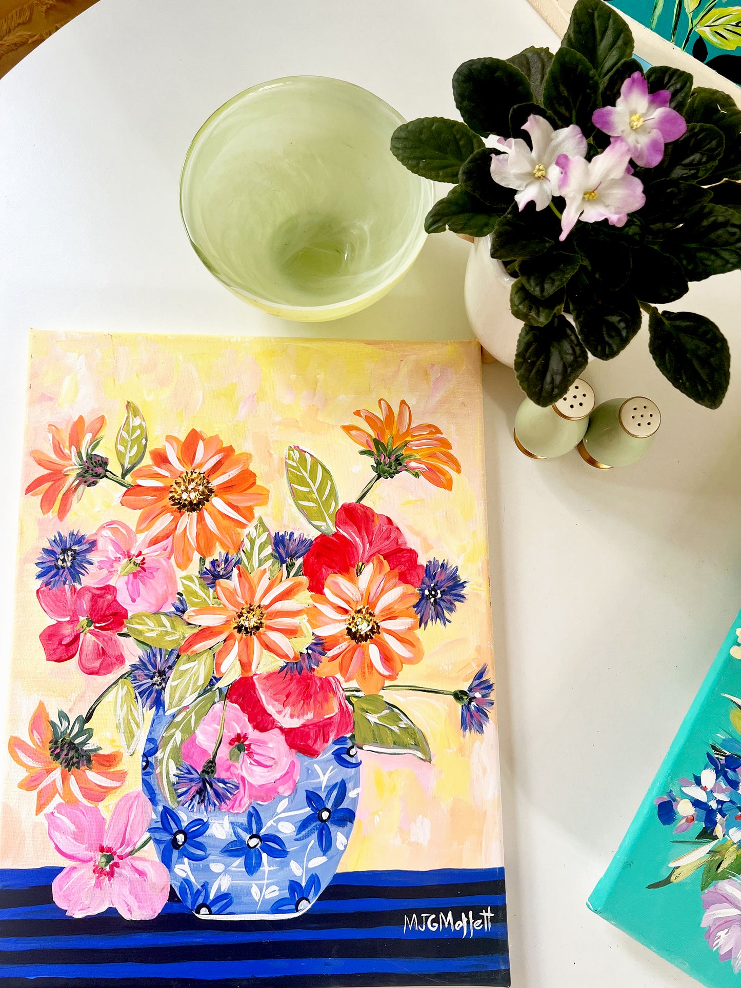 Painting, Floral Acrylic Canvas Original 12" x 16" x .5"