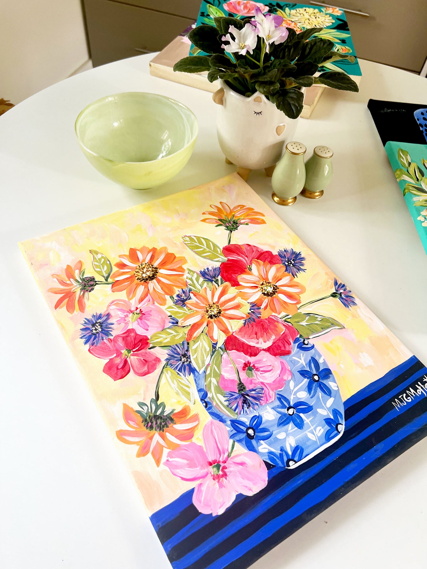 Painting, Floral Acrylic Canvas Original 12" x 16" x .5"