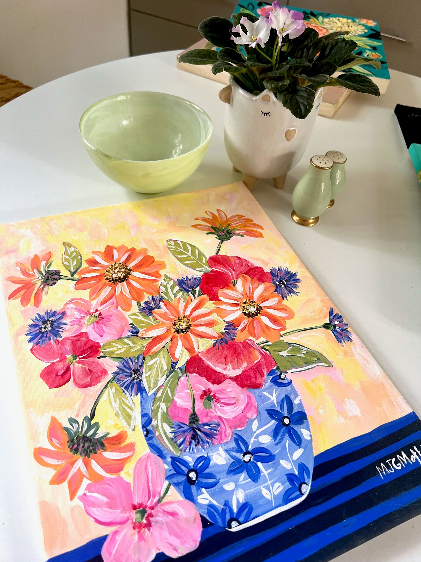 Painting, Floral Acrylic Canvas Original 12" x 16" x .5"