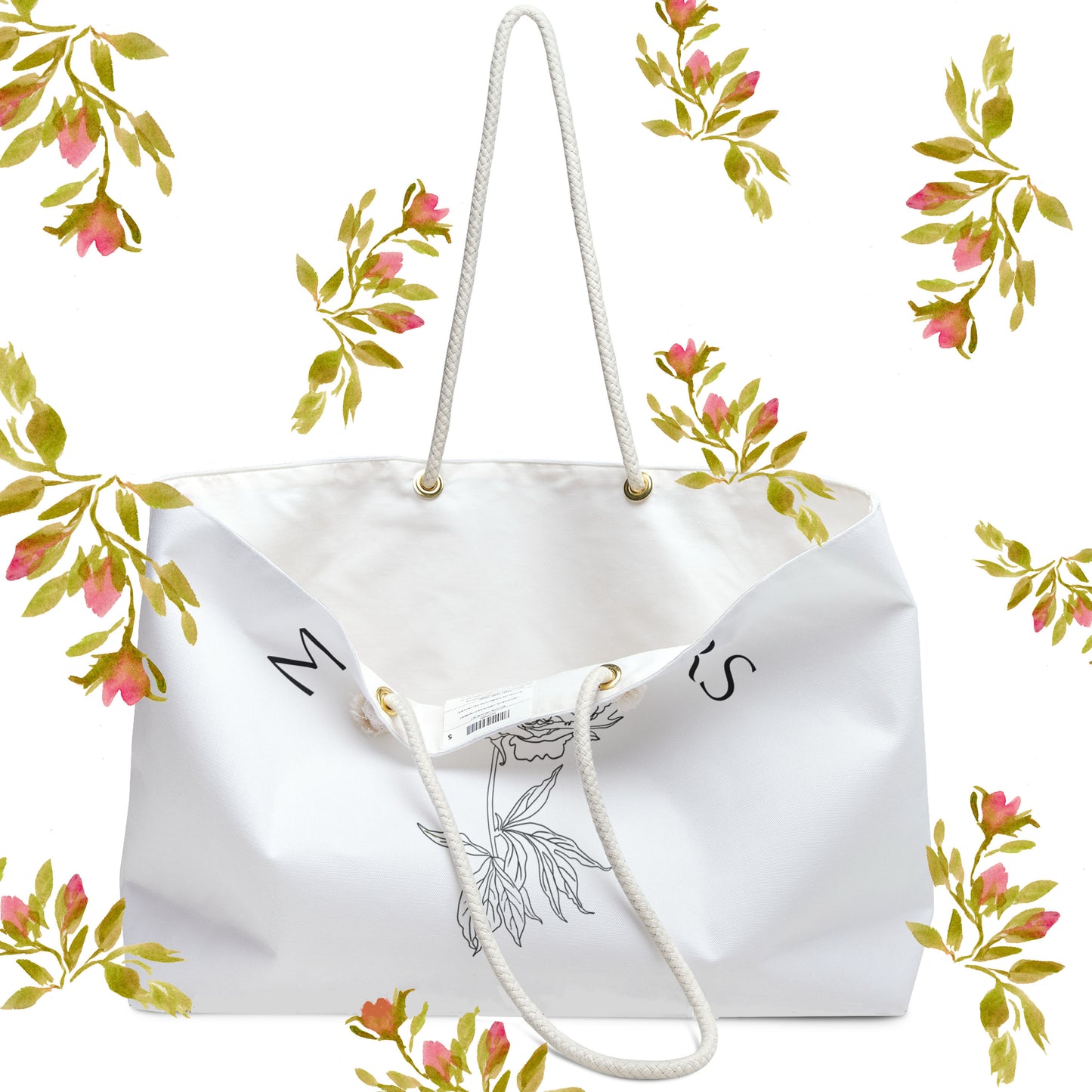 Bridal Weekender Bag, Miss to Mrs Travel Tote, Love Wins Getaway Bag, Wedding Gift, Honeymoon Essentials, Floral Design Bag