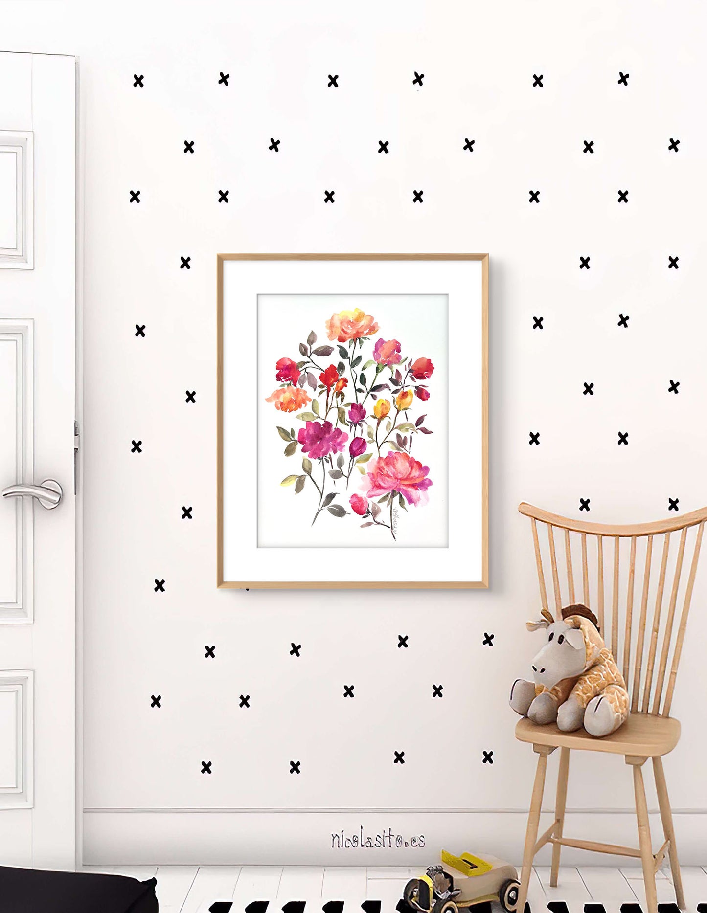Scattered Rose Modern Original Watercolour.