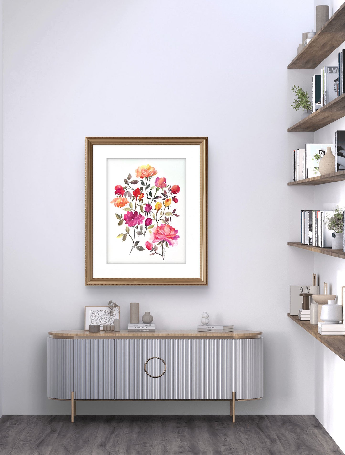 Scattered Rose Modern Original Watercolour.