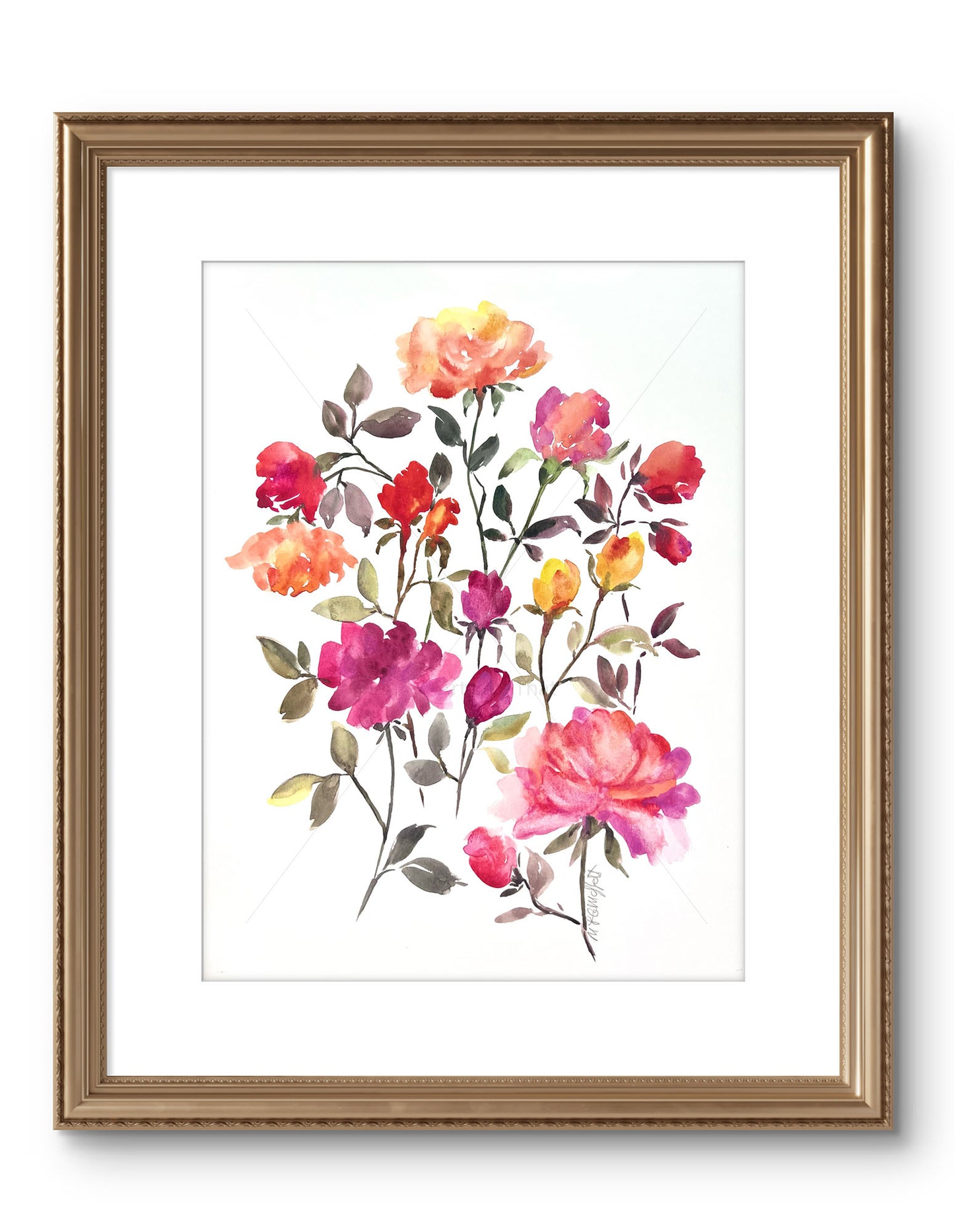 Scattered Rose Modern Original Watercolour.