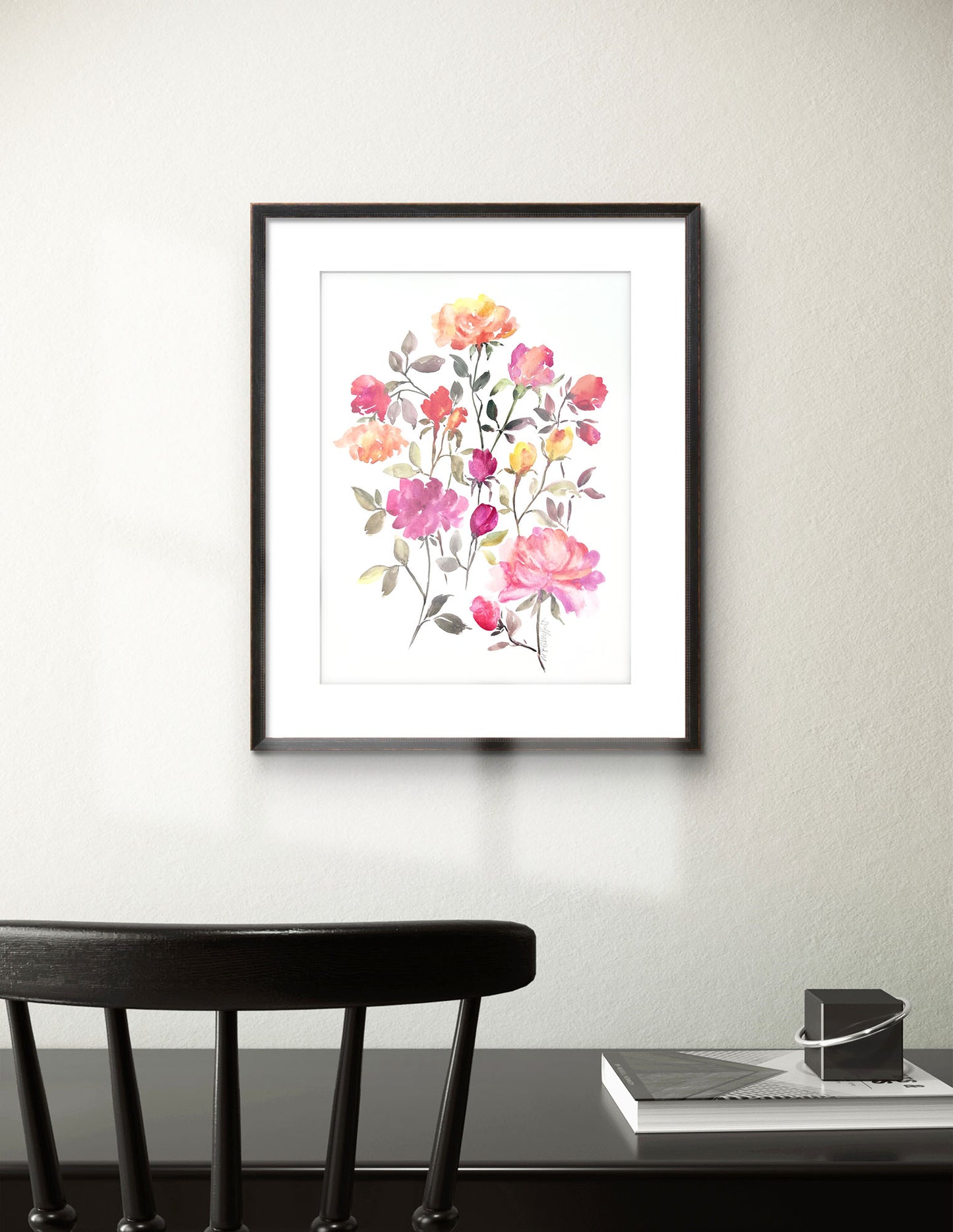 Scattered Rose Modern Original Watercolour.