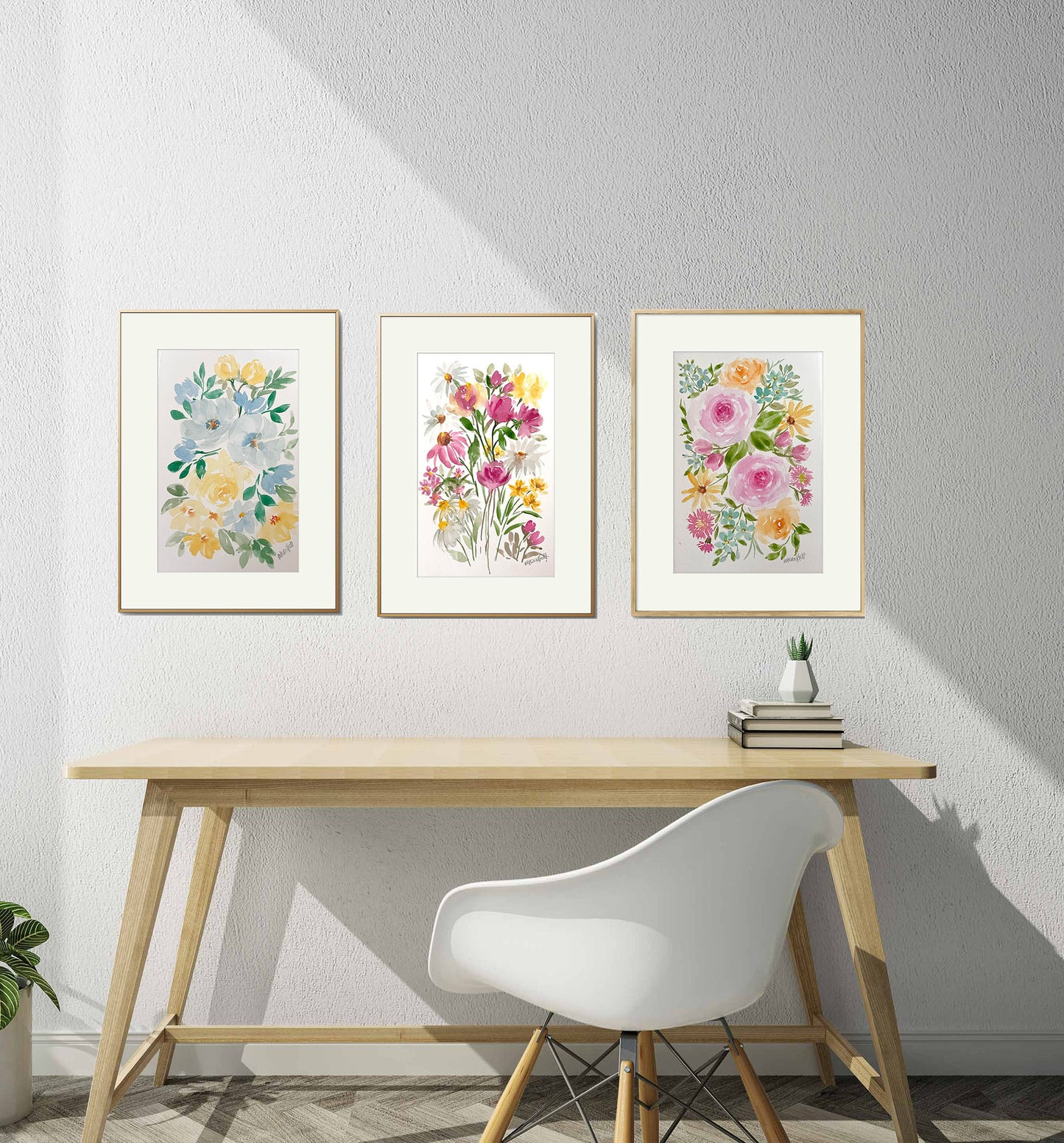 Special offer Set of 3 original watercolour floral paintings.