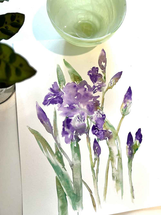 Iris Watercolour Flower Painting