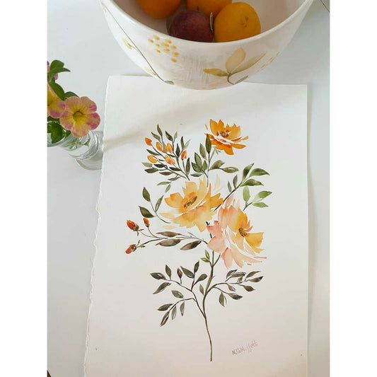 Orange Rose Original Watercolour Painting