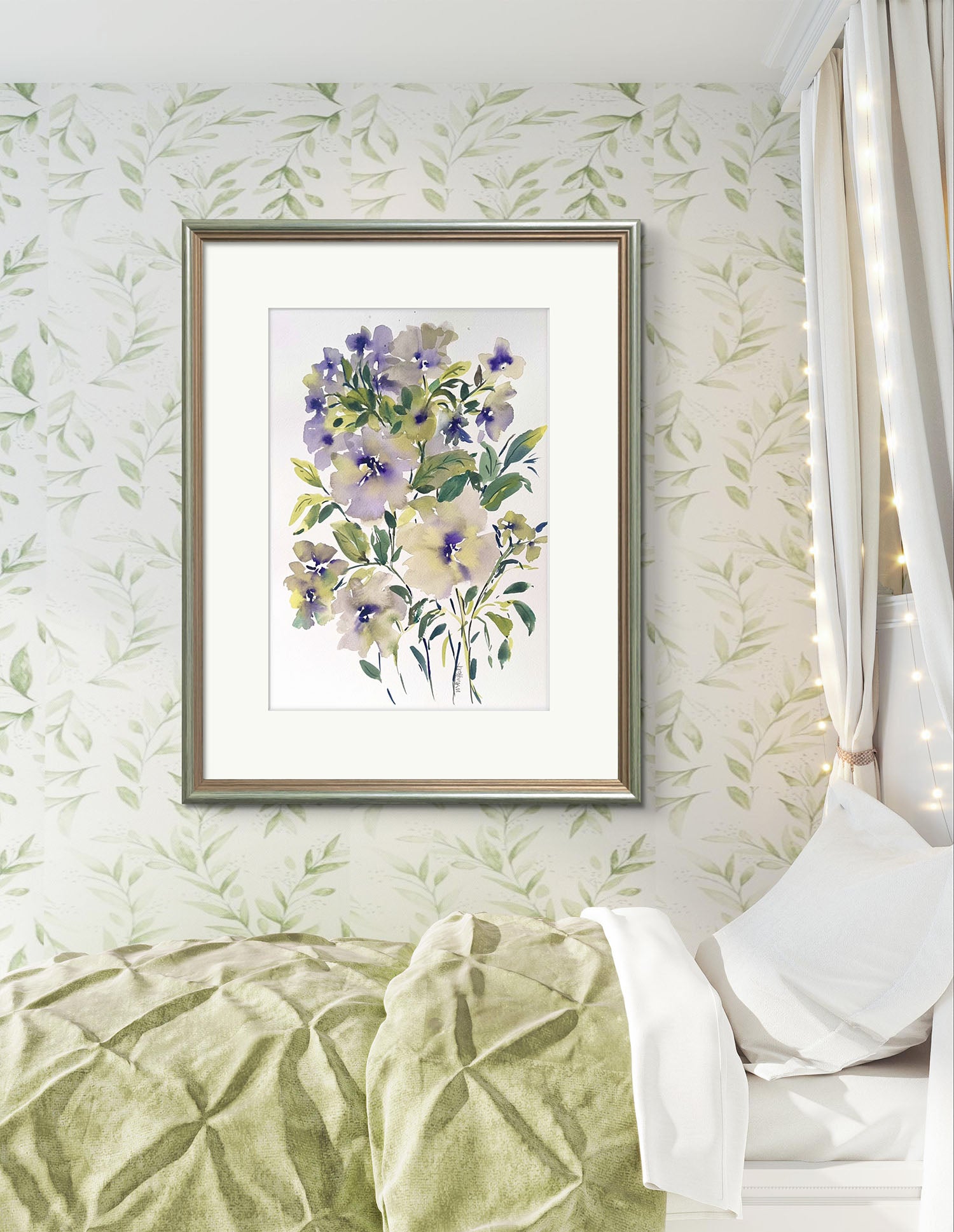 Botanical impression original watercolour, Rare Find Gift.