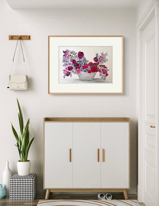 Original Watercolour Loose Floral Painting