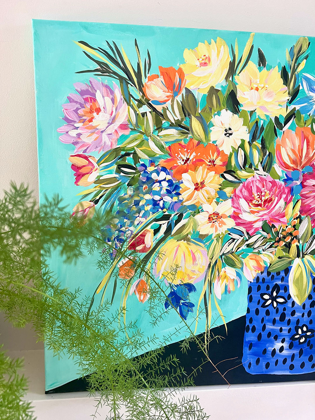 Floral Acrylic Canvas  Original Painting 20 x 20 inches.