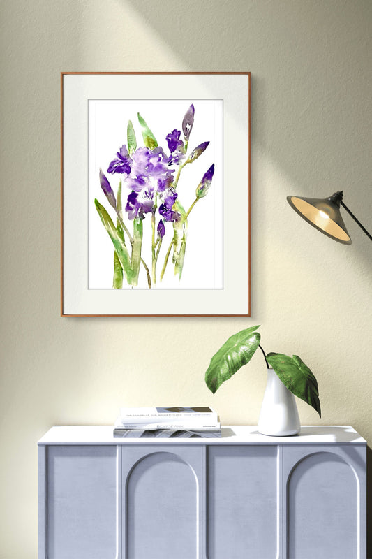 Iris Original  Abstract Watercolour Flower Painting.