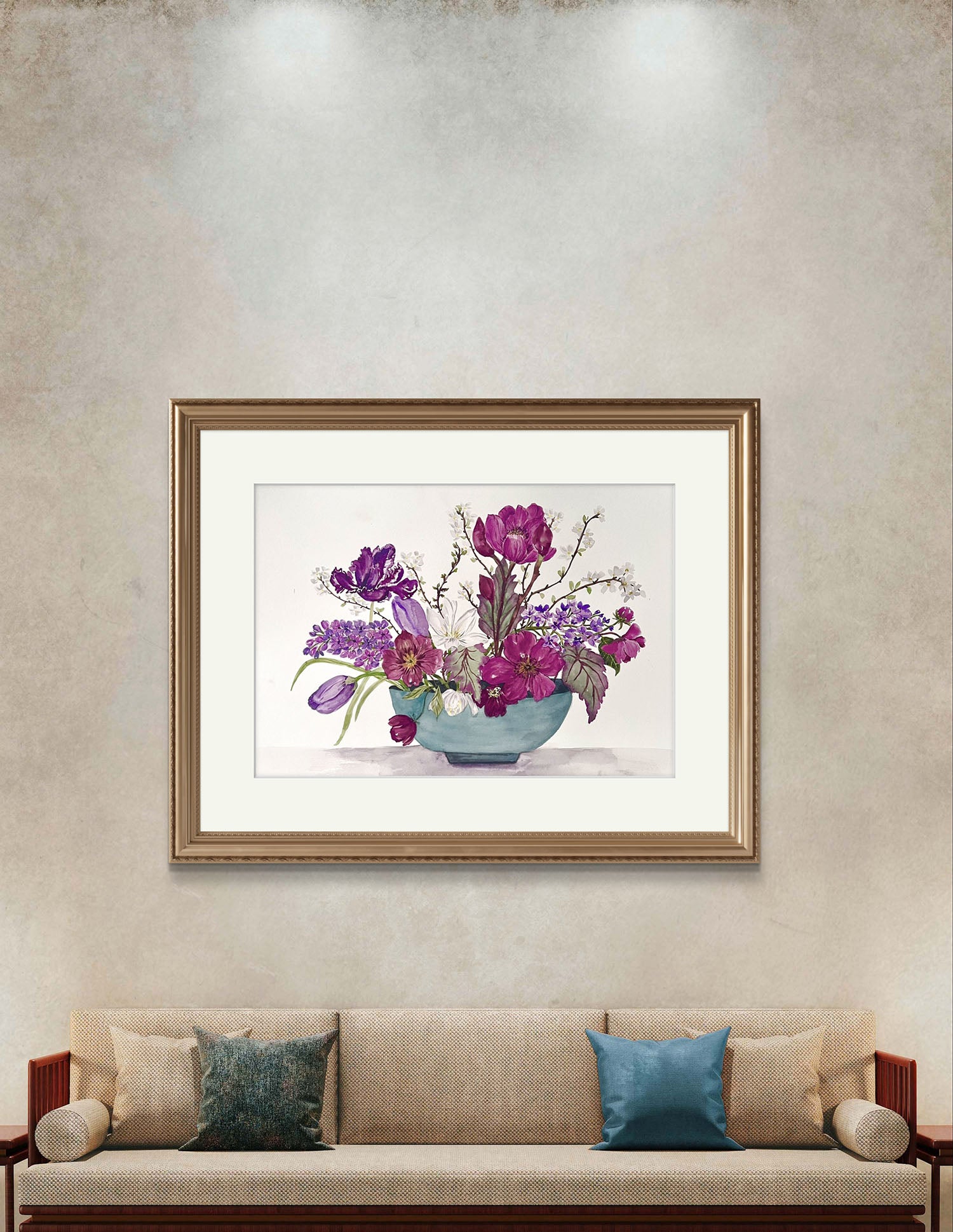 Original Watercolour  floral arrangement, A beautiful gift for someone special.