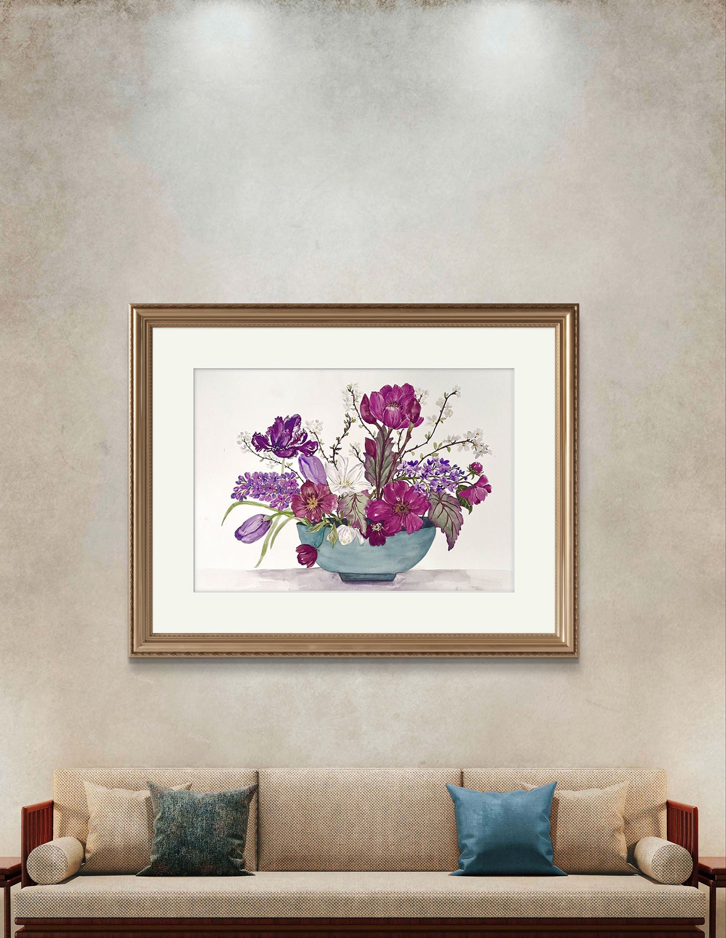 Original Flower Painting Tulips And Lilacs.