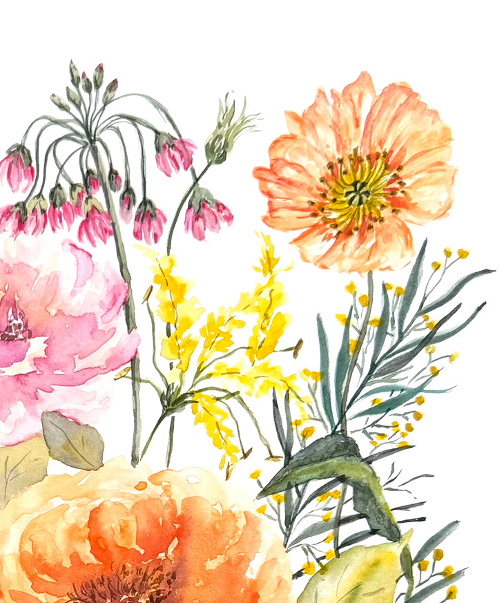 Original Floral Watercolour Painting,  Vibrant Flower, 12" x 18"