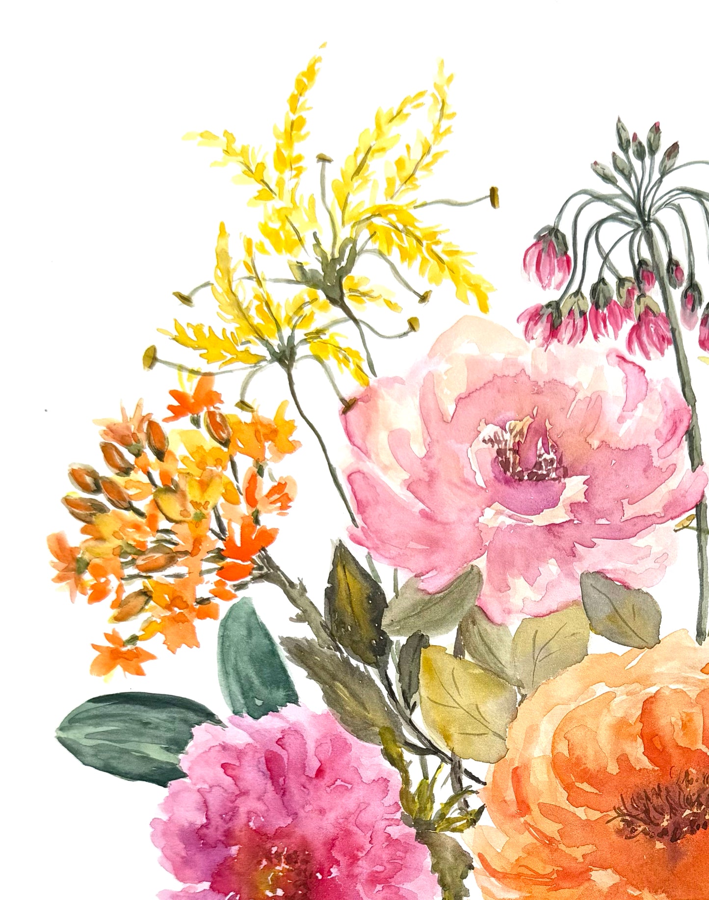 Original Floral Watercolour Painting,  Vibrant Flower, 12" x 18"