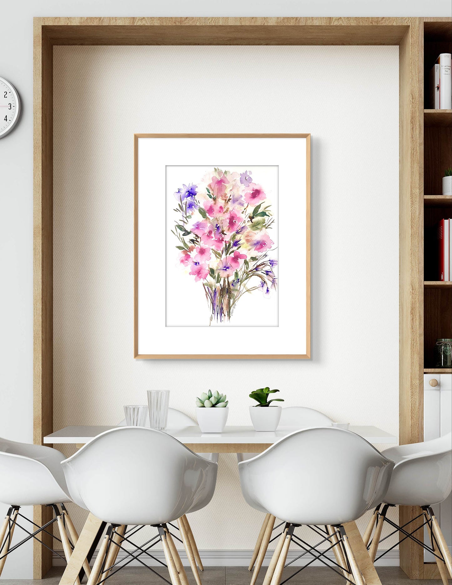 Pink Abstract Original Floral Watercolour, a Modern Gift.