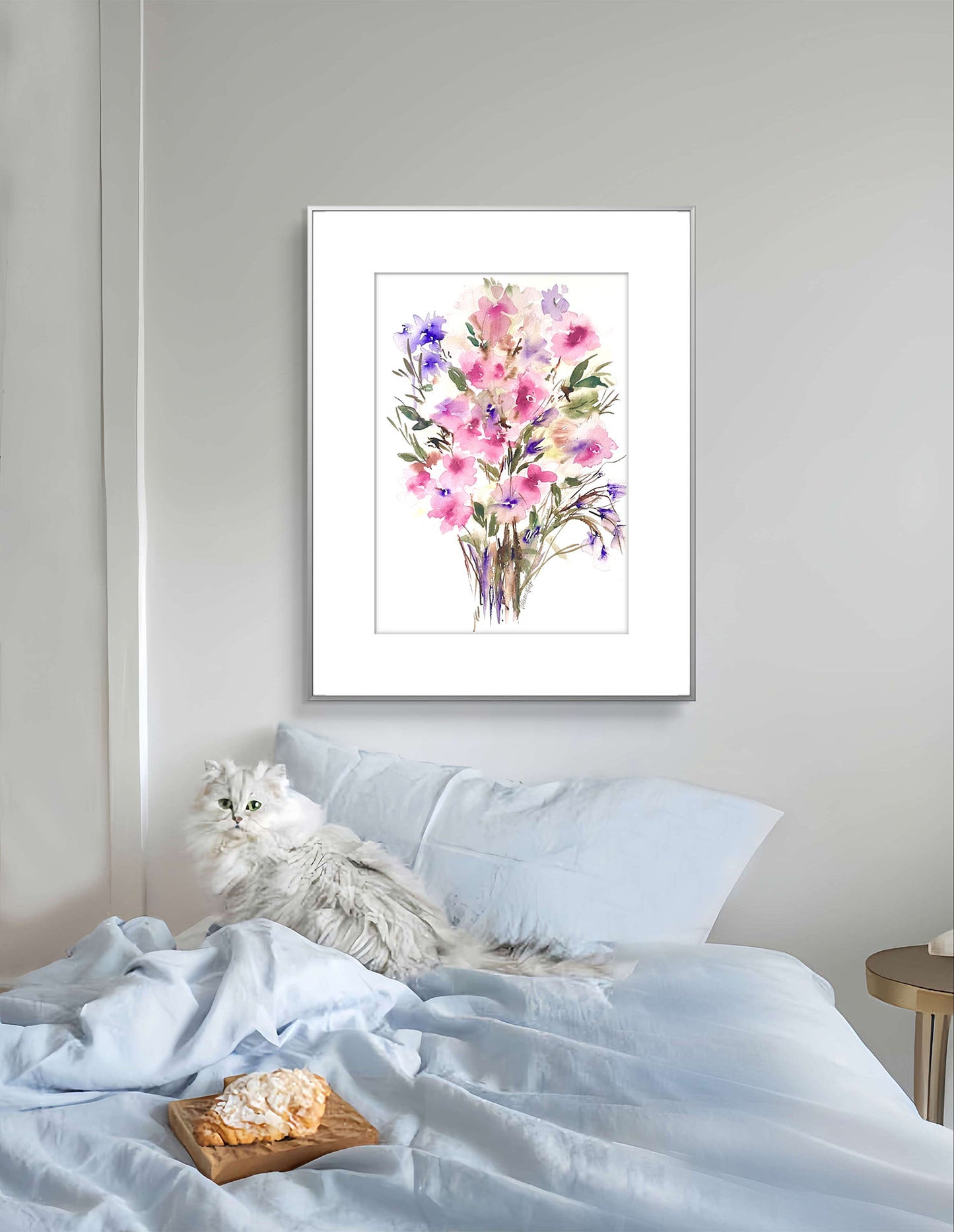 Pink Abstract Original Floral Watercolour, a Modern Gift.