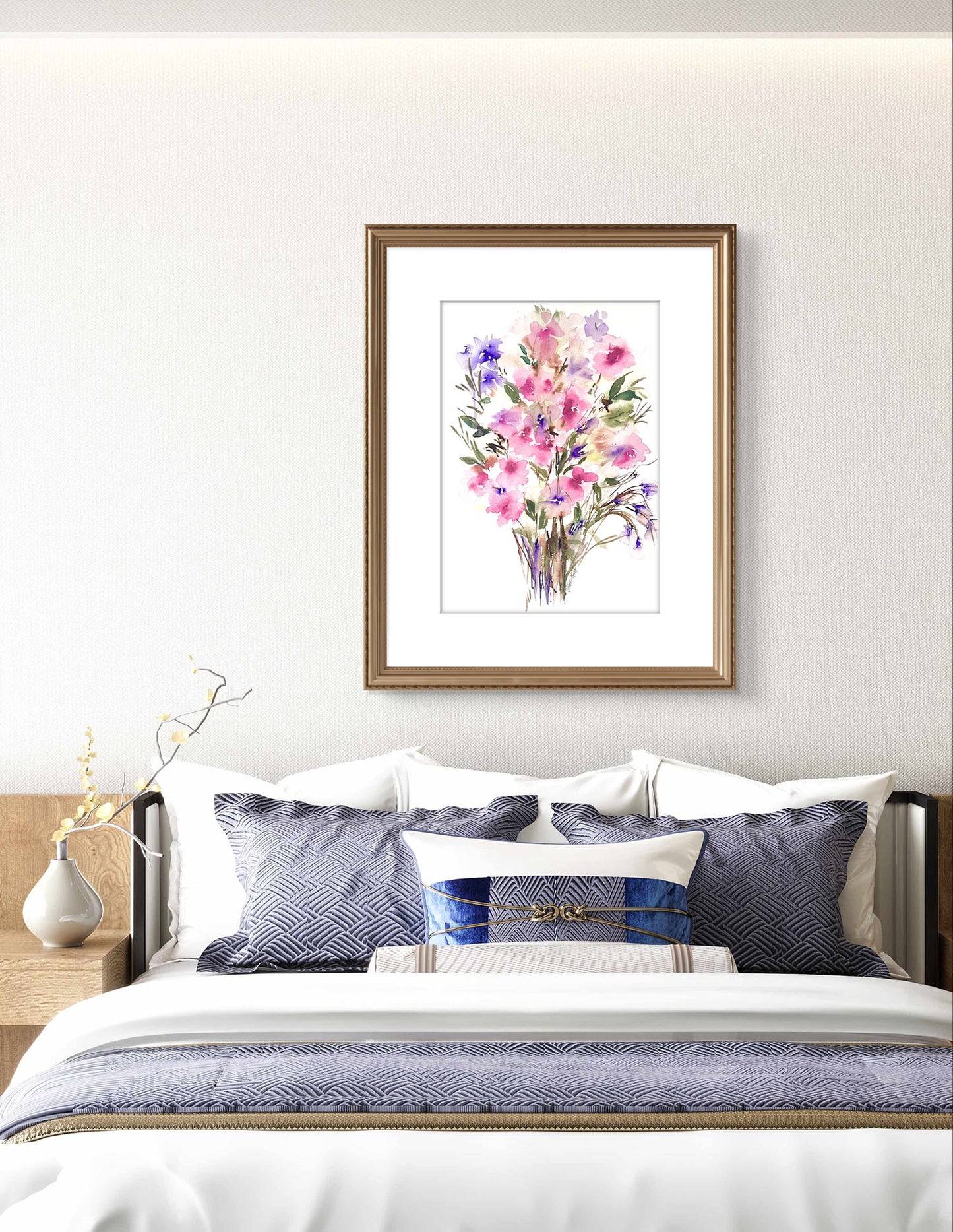 Pink Abstract Original Floral Watercolour, a Modern Gift.