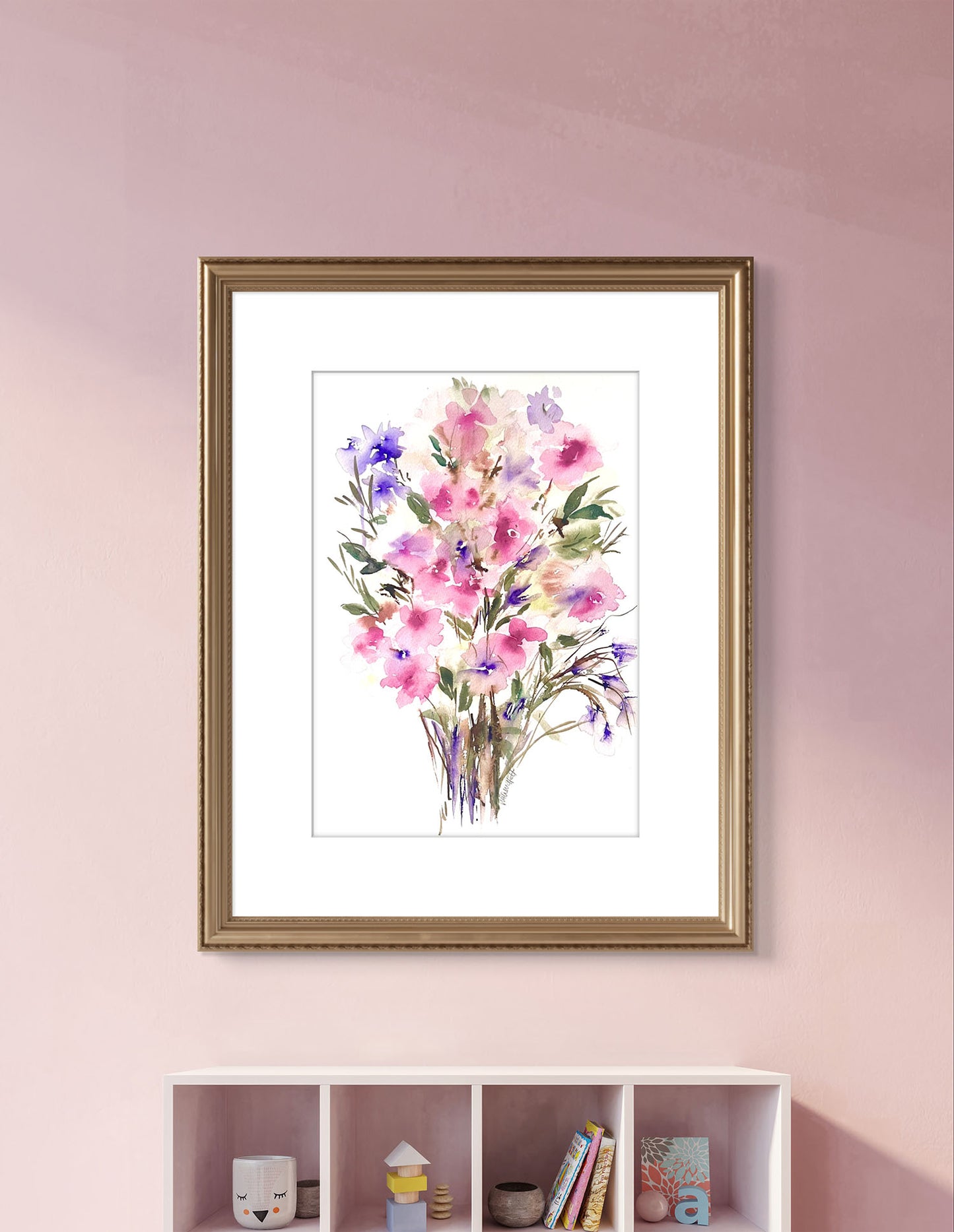 Pink Abstract Original Floral Watercolour, a Modern Gift.