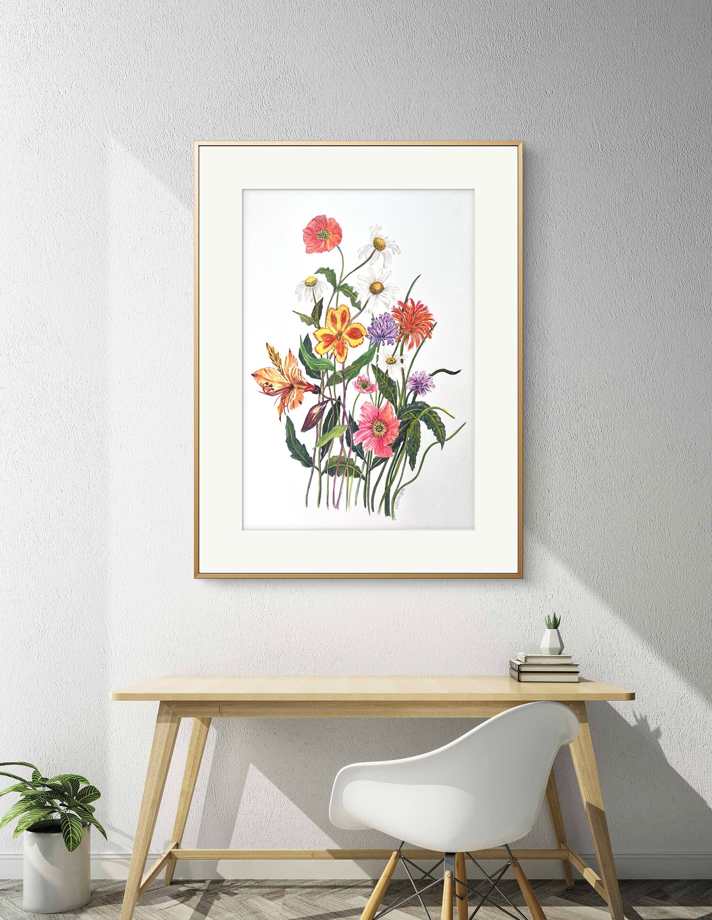 Original Flower watercolour, a charming  floral wall art. Great gift too.