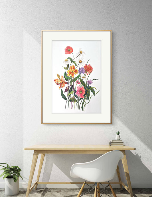 Original Flower watercolour, a charming  floral wall art. Great gift too.