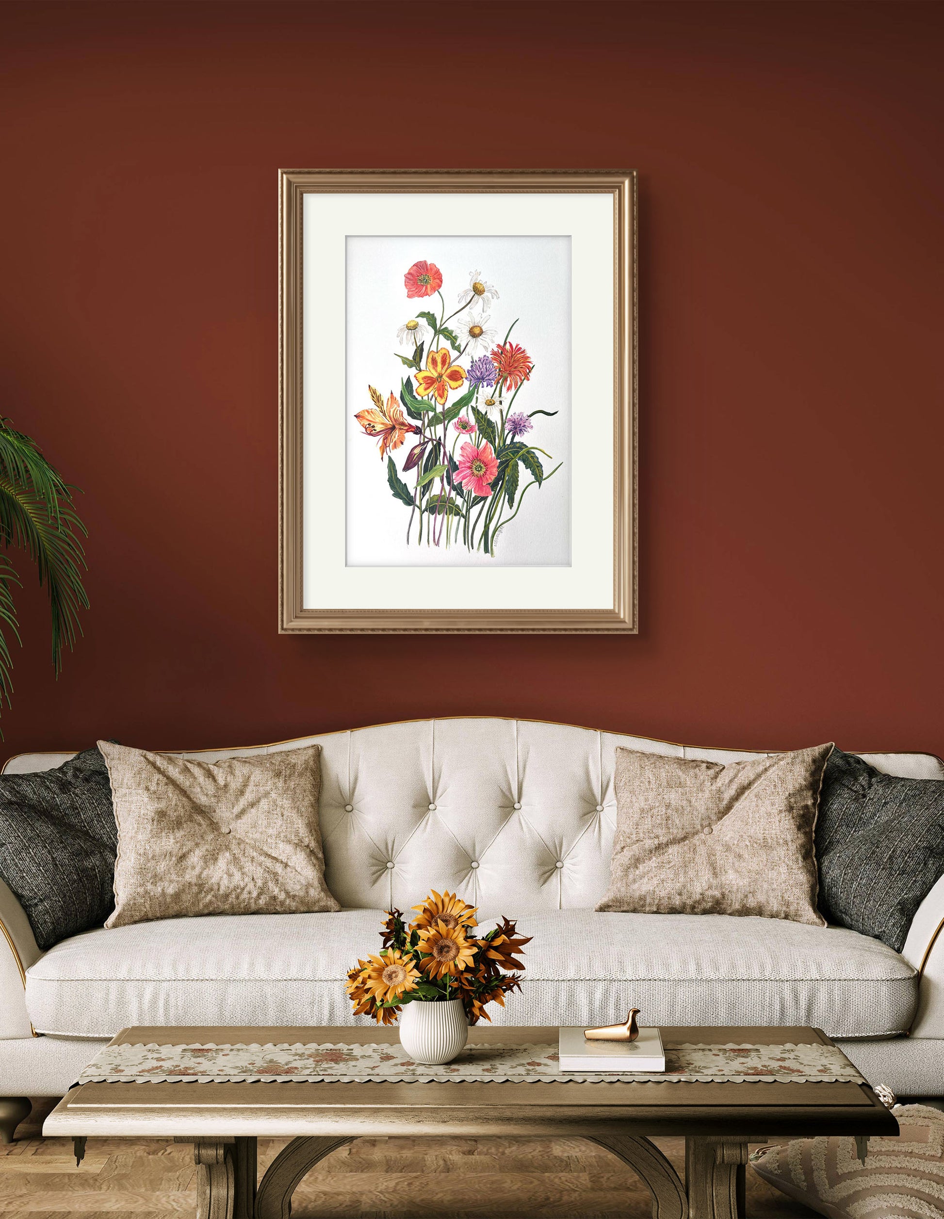 Original Flower watercolour, a charming  floral wall art. Great gift too.