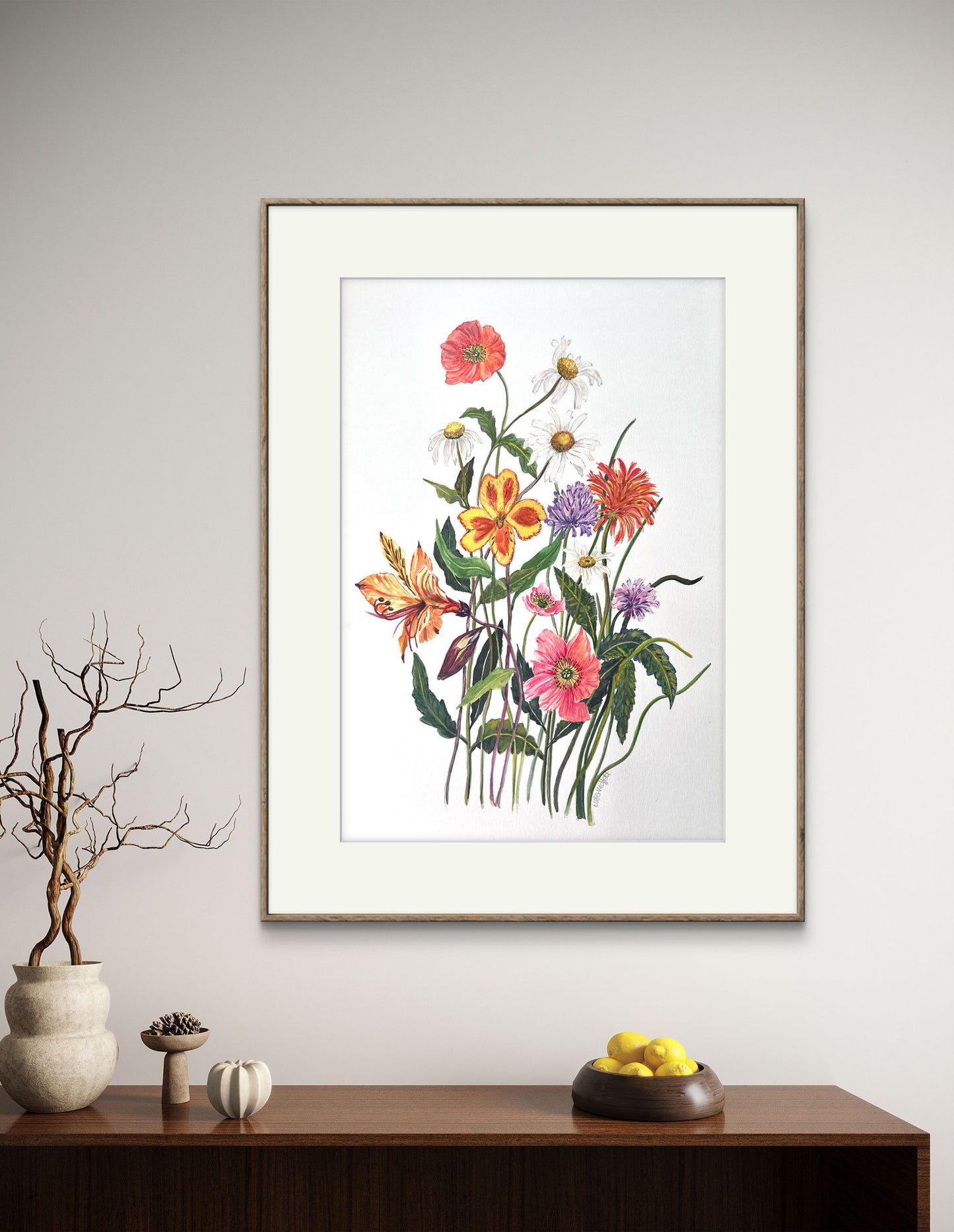 Original Flower watercolour, a charming  floral wall art. Great gift too.