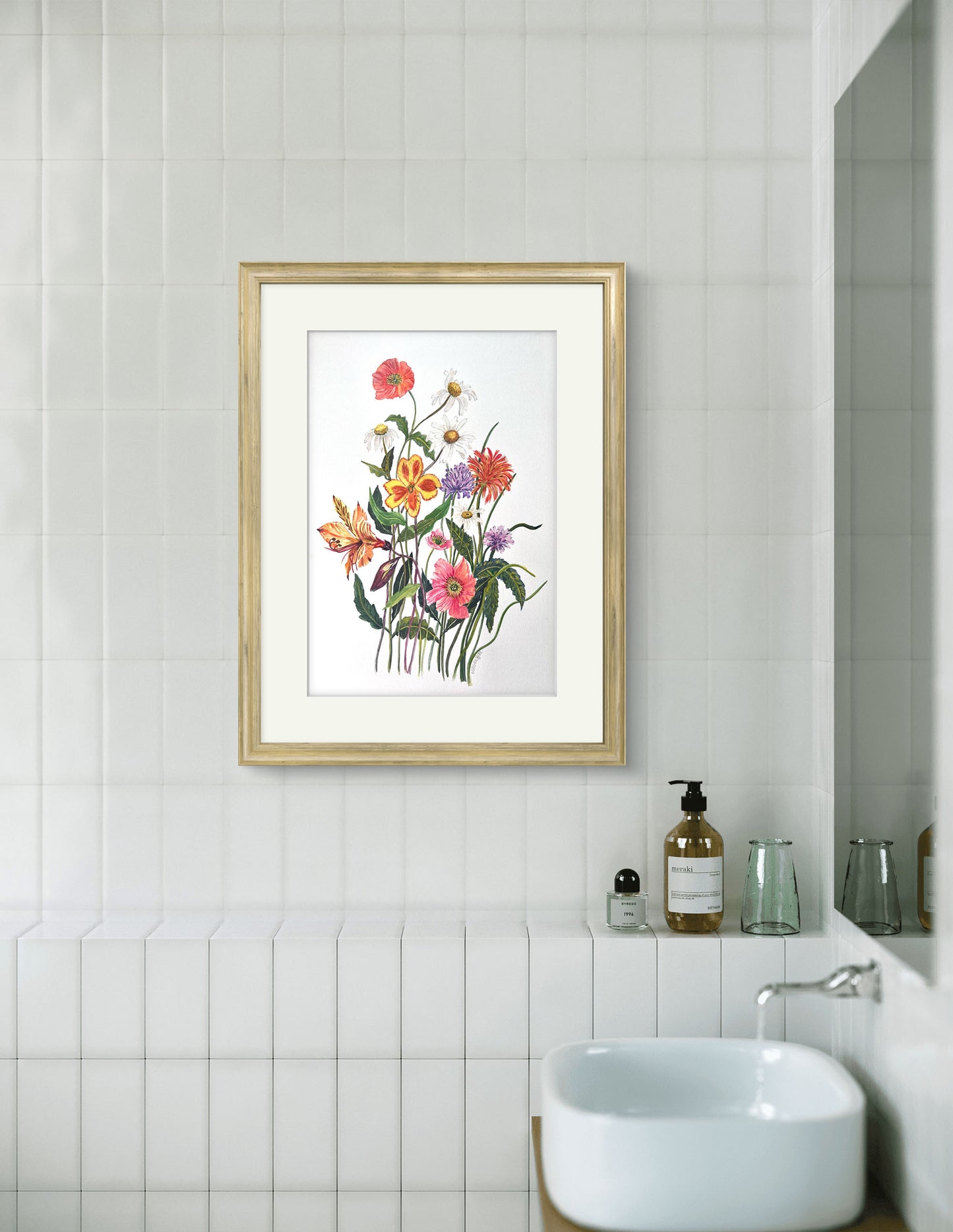 Original Flower watercolour, a charming  floral wall art. Great gift too.