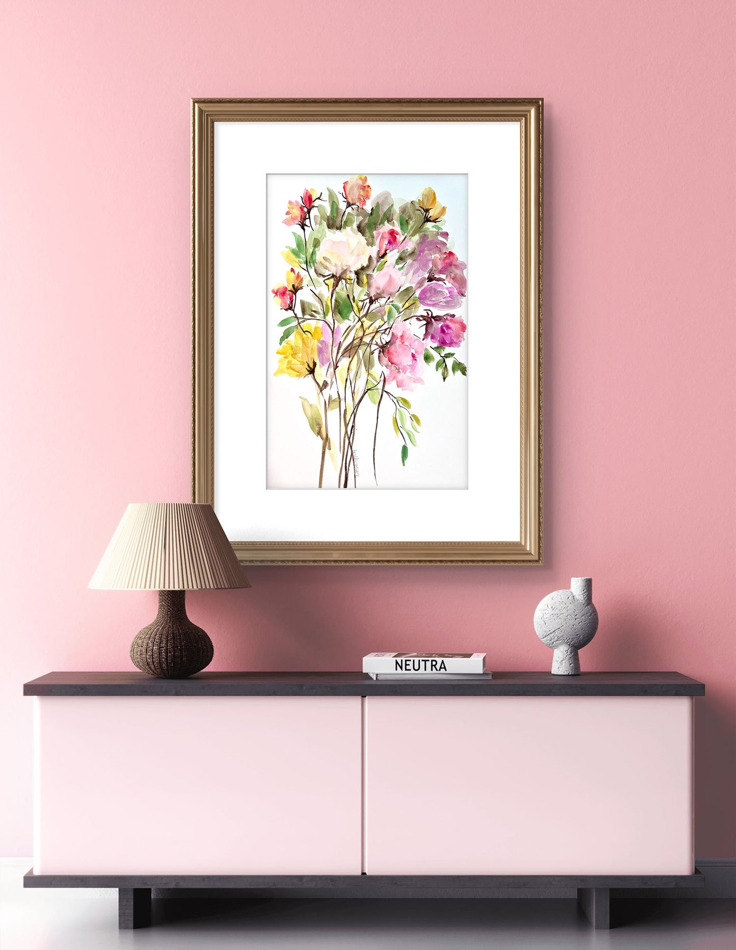 New Abstract Rose Watercolour Bouquet Painting.