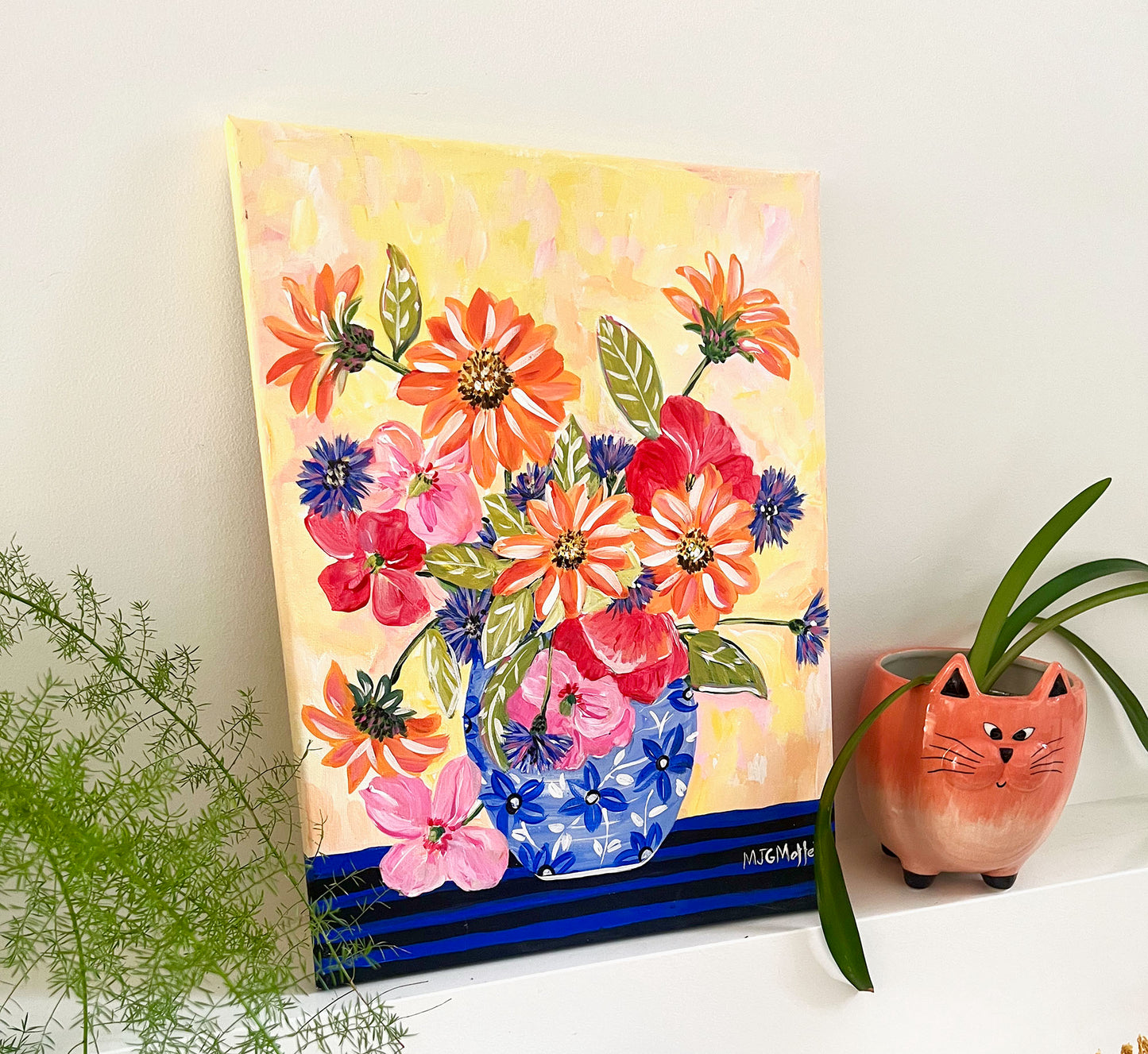 Painting, Floral Acrylic Canvas Original  12" x 16" x .5"