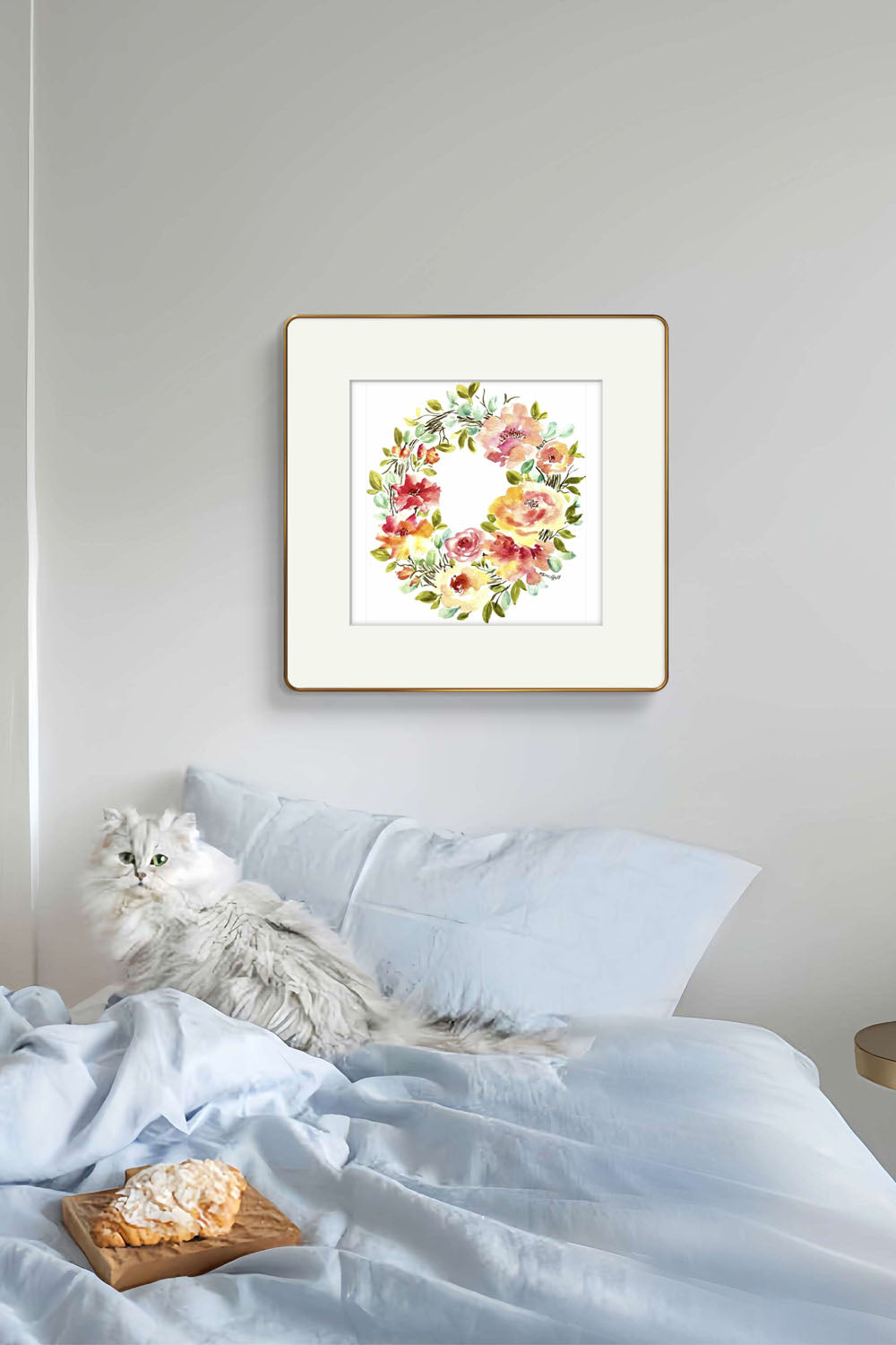 Watercolour Original Wreath  Flower Painting, Joyfulness by Whistler Artist of Art Like That.