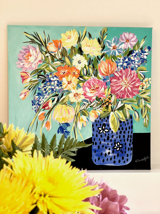 Floral Acrylic Canvas  Original Painting 20 x 20 inches.