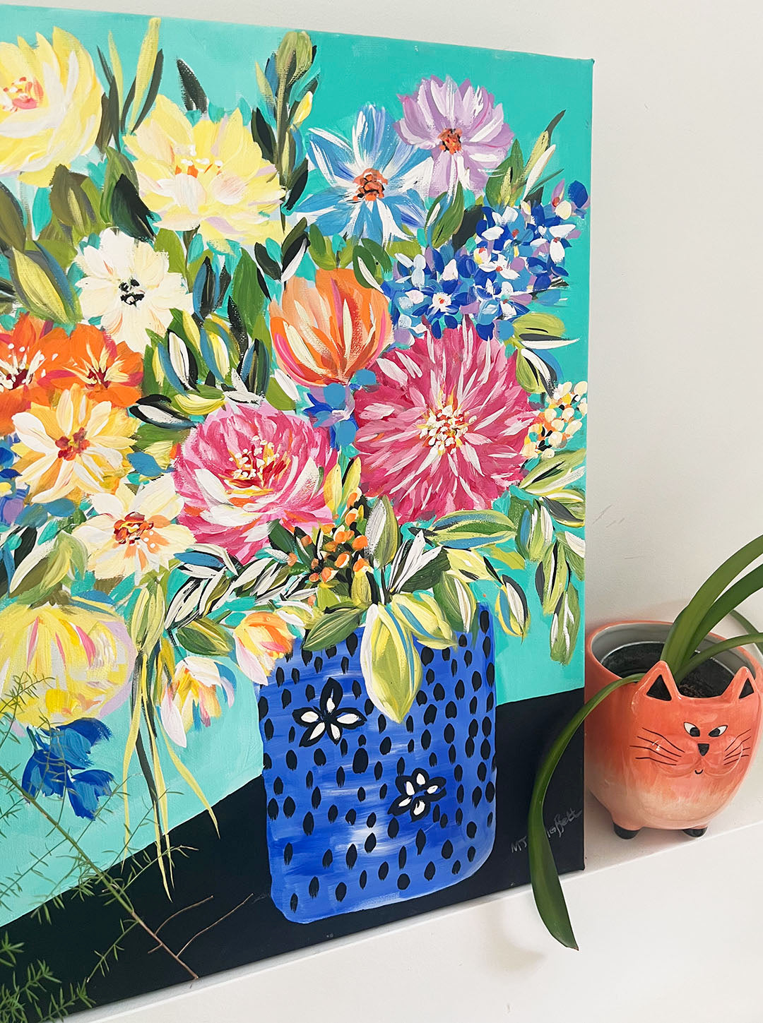 Floral Acrylic Canvas  Original Painting 20 x 20 inches.