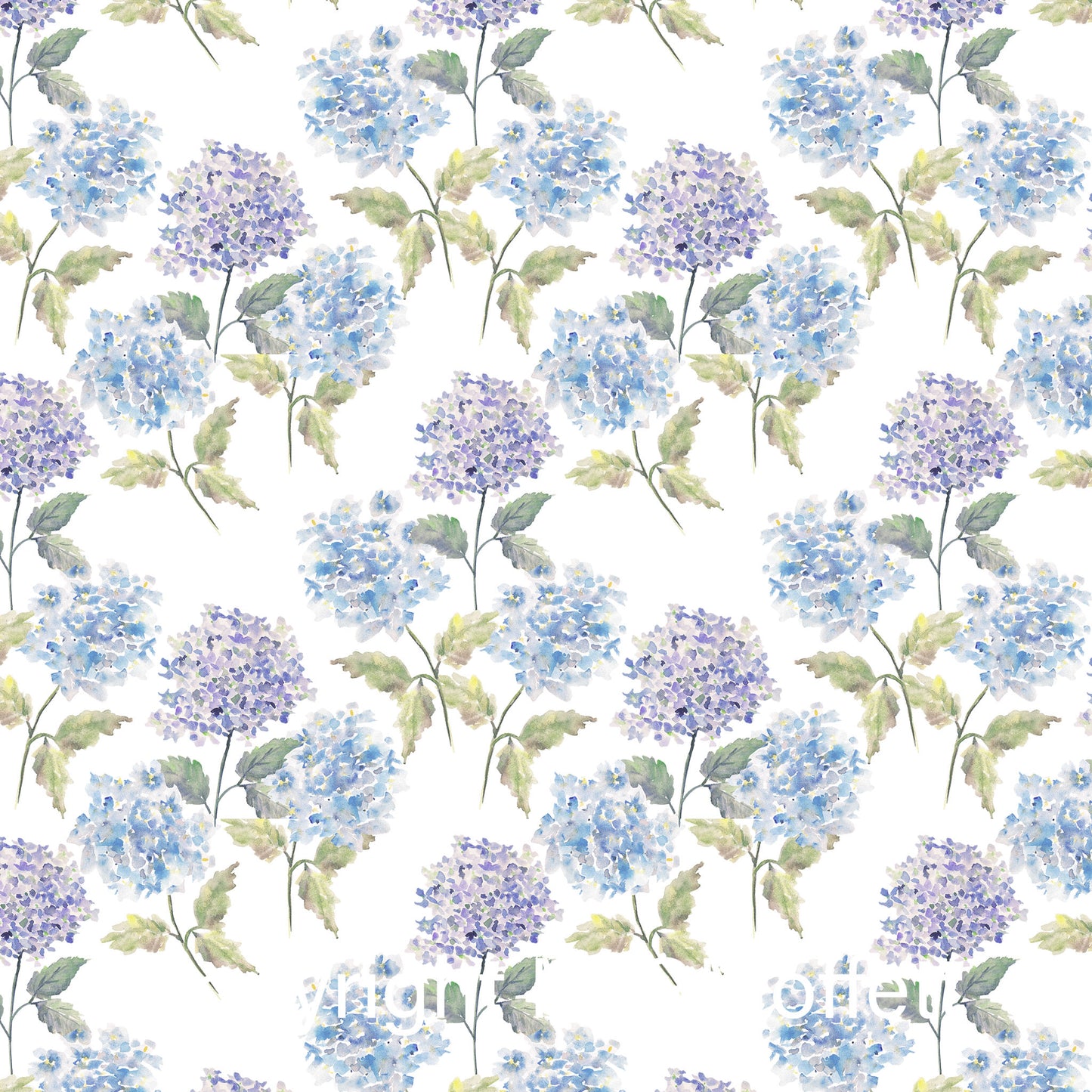 Custom designed Fabrics By Art Like That.Blue  Blue and mauve hydrangea flower on whitedesign. Available in 8 types of fabric, cotton silk, Silk habotai,Silk Modal, organic cotton hemp,  Cashmere Modal, Cotton Linen Canvas, Linen, wide cotton Sateen.  Can be purchased by the meter. Unique one of a kind fabrics. Perfect for all sewing needs.