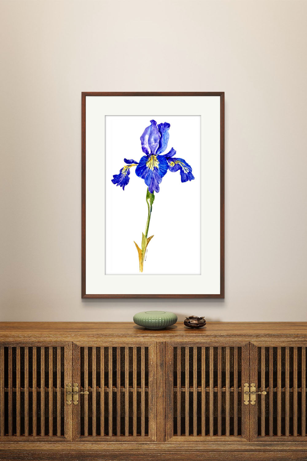 Original Hand Painted Elegant Botanical Iris Watercolour Painting.