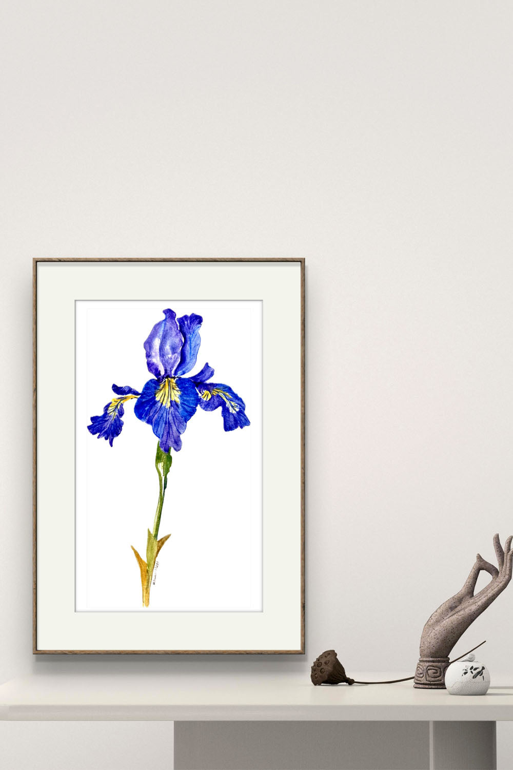 Original Hand Painted Elegant Botanical Iris Watercolour Painting.