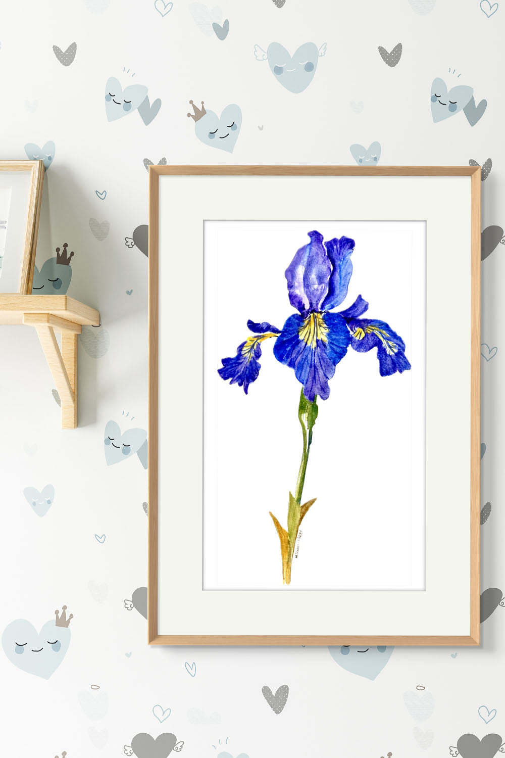 Original Hand Painted Elegant Botanical Iris Watercolour Painting.