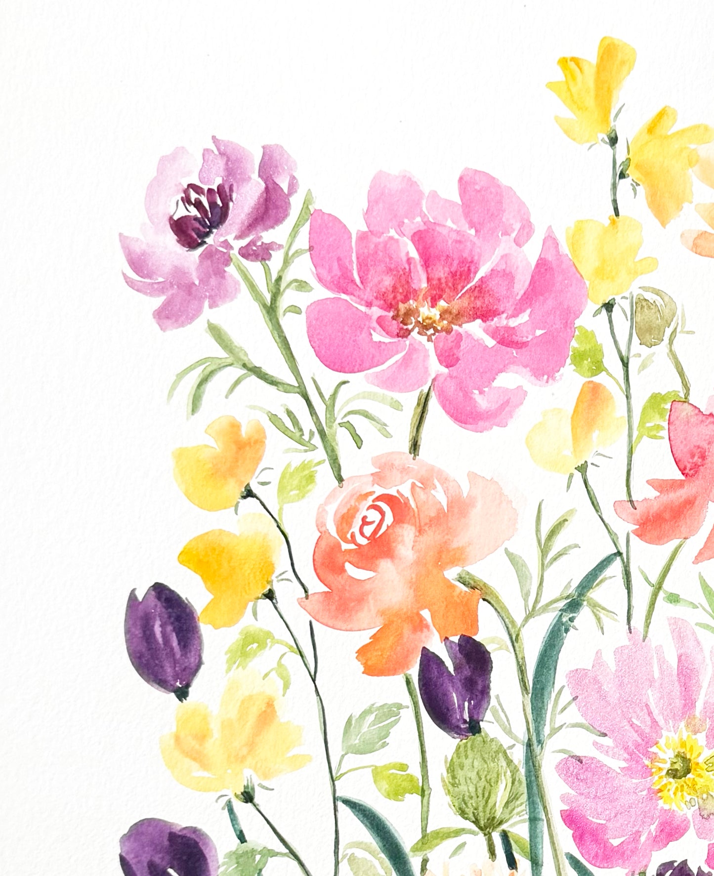 Original Watercolour Flower Painting. Floral Harmony.