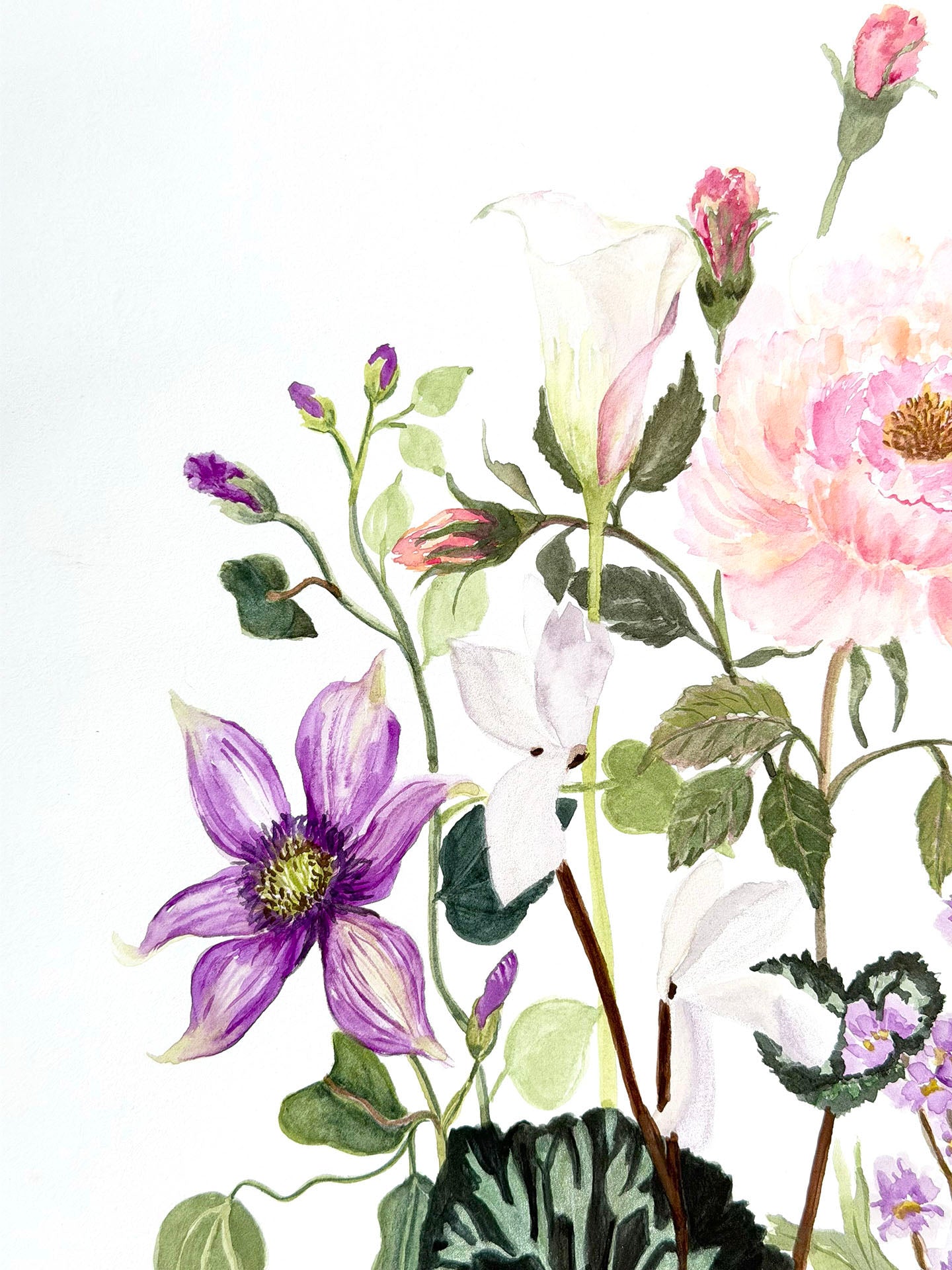 Original Floral Watercolour Painting, Petal Harmony